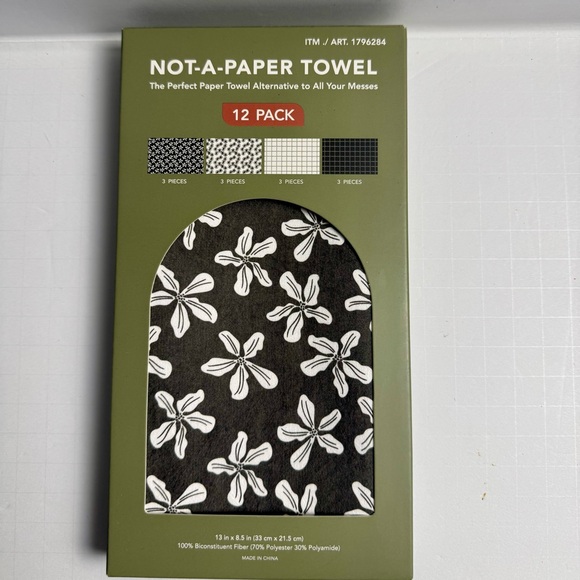 Other - Not-A-Paper Towel, 12-pack, Back & White Reusable paper towels, size 13 in x 8.5